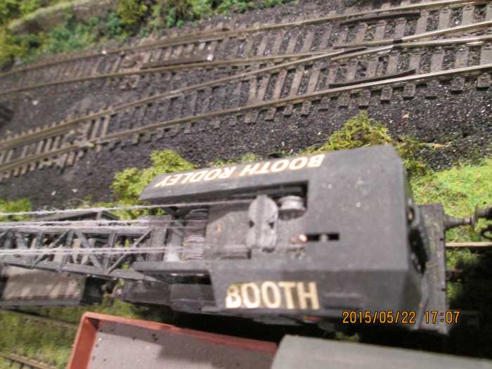 Done with the help of a 'Poppy's' ballast bin, looking down alongside the (Airfix/Dapol) engineer's crane near the shed throat