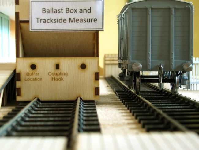 The box in relation to your stock, N, OO or O Gauge, with markings to show heights and relative positions
