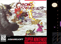 This is the NTSC U/C front cover art of Chrono Trigger for the Super Nintendo, developed and published by Square Enix and with characters designed by Akira Toriyama.