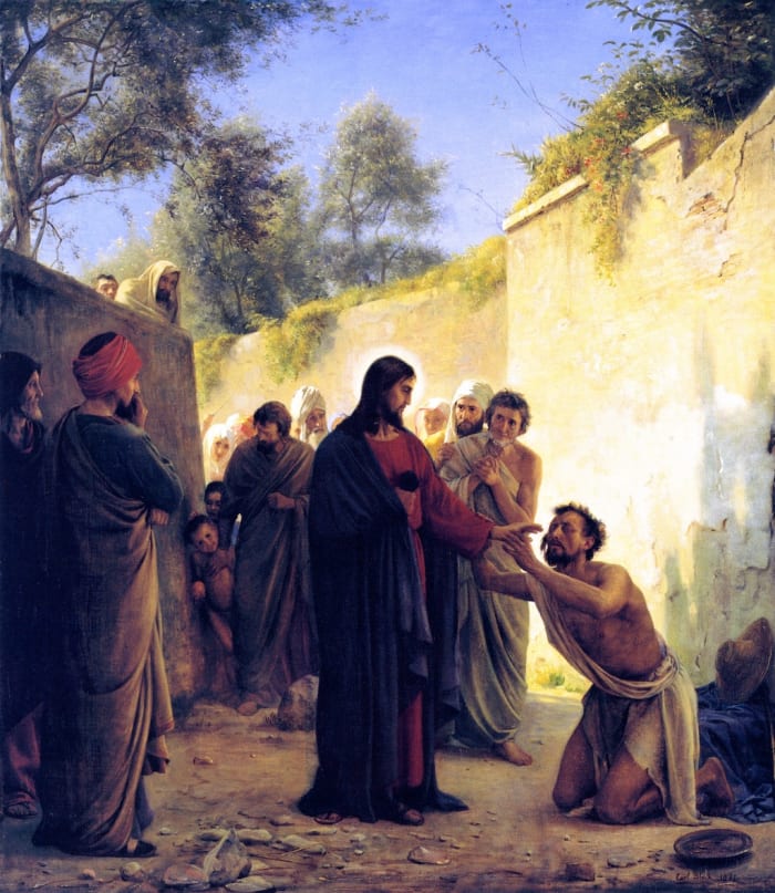 "Healing of the Blind Man" (1871) ~ William Barclay saw the nature of God revealed in the love and kindness of Jesus.