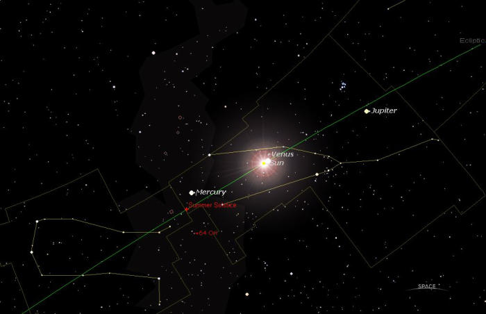 The Jun 6, 2012 Venus Inferior Conjunction with a visible crossing of the sun by Venus; a rare event. However, this is not in the Heart of Sky
