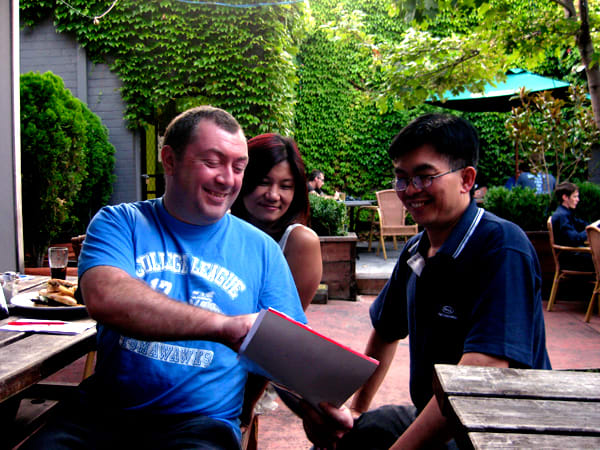 Some amazing Hubpages strategies and successes were shared at the Melbourne Hubpages Socialmeet in Australia. From left to right: "Kangaroo Jase", May PL and Richard (soon to be a prolific financial hubber).