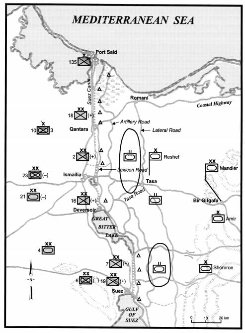 Israeli Order of Battle Along the Suez Canal in the Yom Kippur War, Oct ...