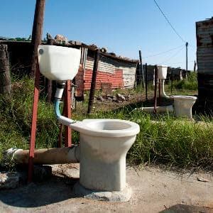 Toilet tenders stink because the people they were built for complain that they were left as seen on this picture. These are the unclosed toilets in Rammulotsi, near Viljoenskroon in the Free State, South Africa