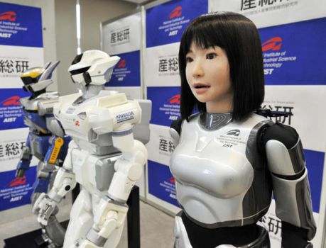 Shiny HRP-4C is moved by motors powered by batteries located in his body and face, allowing movements characteristic for supermodels.
