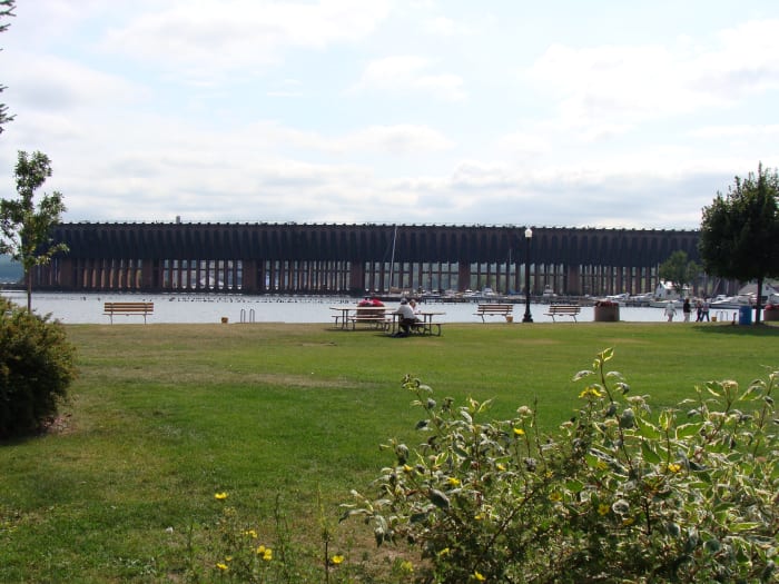 These are the ore docks where freighters load iron ore pellets and sail them down to Detroit.