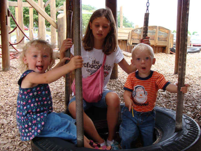 Grace, Olivia, and Alex playing at the fantastic Mattson Lower Harbor Park that is found along the shore of Lake Superior in downtown Marquette.