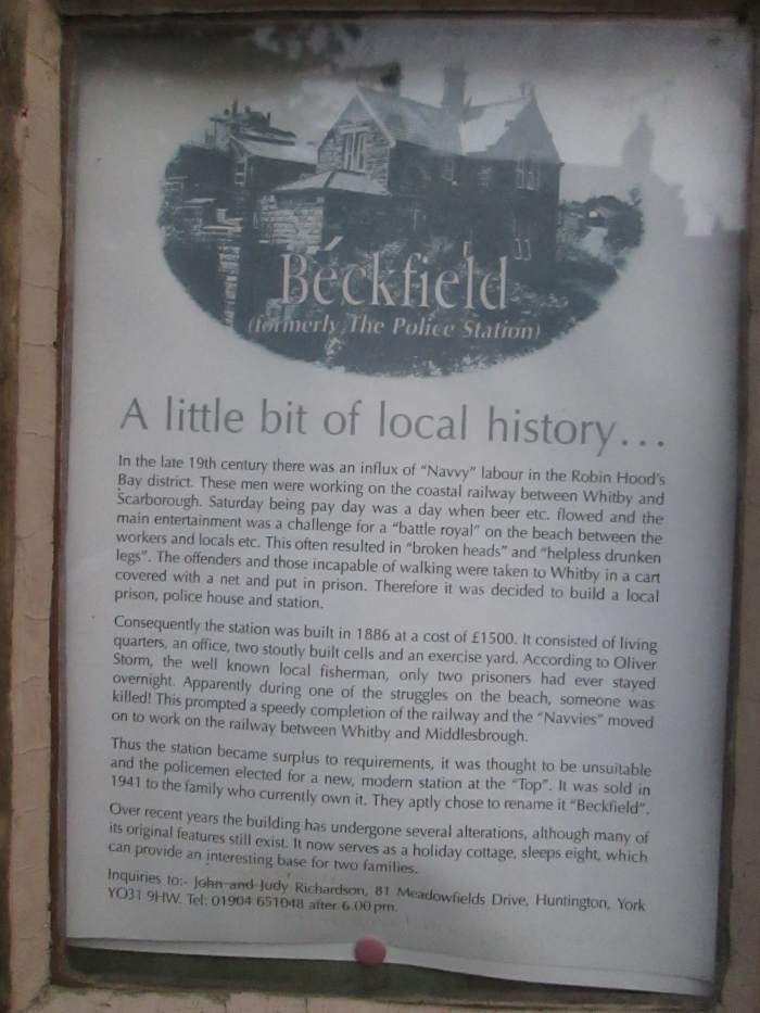 'Beckfield' - read the story of how the police station came about after navvies building the railway to Scarborough took on the local lads in seafront brawls