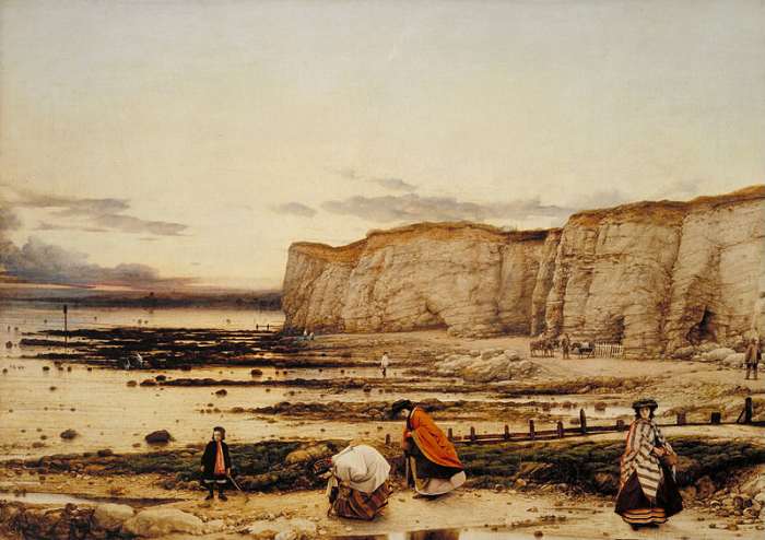 Pegwell Bay, Kent - a Recollection of October 5th 1858 by William Dyce, This shows how popular beach combing and fossil hunting was at the time.