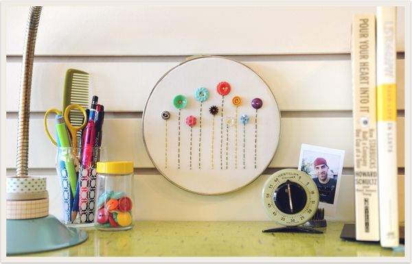 Spring Button Flowers Hoop