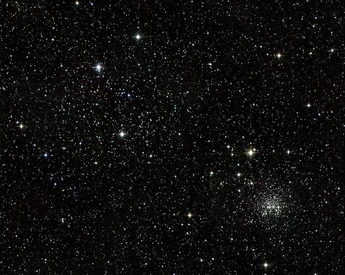 The star cluster in the lower right quadrant of this picture is M35 or Messier35 - one of the "messier" space objects.