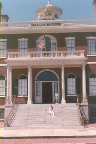 It's a museum now, and was a high point in the trip for Jason. Sarah, sitting on the steps, was not as fascinated with all the "male" stuff inside the Custom House.
