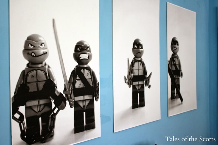 This crafty mom spent just $3 at Staples for an engineer print of Lego pieces then mounted them on foam board.