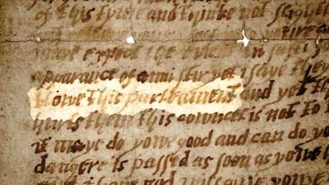 Extract of the letter to Lord Monteagle warning of the plot to kill King James ! (James VI of Scotland)