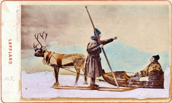Vintage postcard from "Lappland." The terms "Lapp" and "Lappland" are now considered offensive to the Saami people. (public domain image)