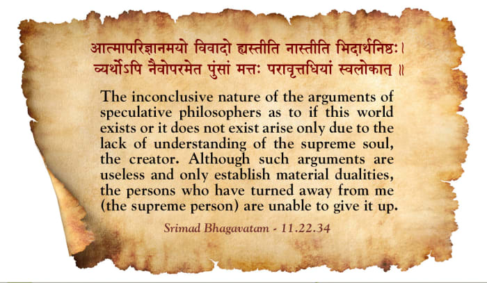 Srimad Bhagavatam on the nature of speculative approach to philosophical questions.
