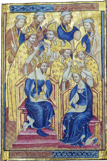 The Liber Regalis, showing Richard and Anne of Bohemia Čeština: Liber Regalis - Richard II. a Anna Lucemburská