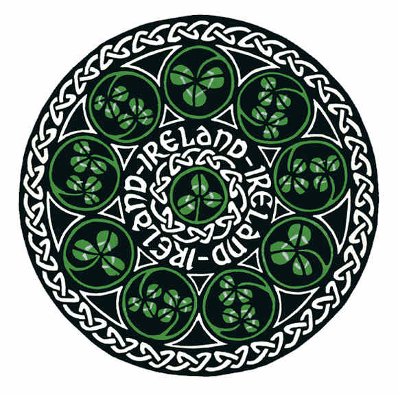 Celtic knot work circle based on the three leaf clover, the national symbol of Ireland.