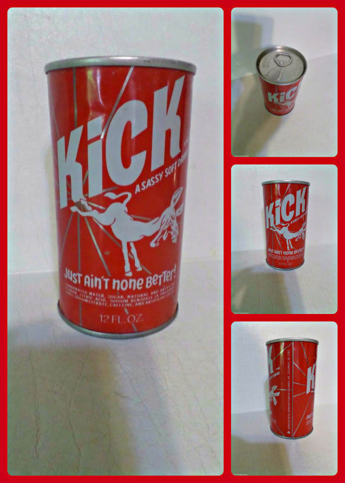 Here is a unopened vintage Kick like a Mule, the sassy soft Drink in a straight steel soda pop can all ready for your Fallout shelter :)