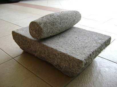 Stone Grinder—Used for grinding Spices for masala or curries, commonly called Silbatta