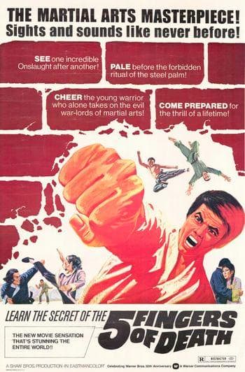 Five Fingers of Death may not have been a great film, but Americans had never seen a martial arts movie before. It became a surprise hit for Warner Brothers and lead to a surge in releases of martial arts films in America.