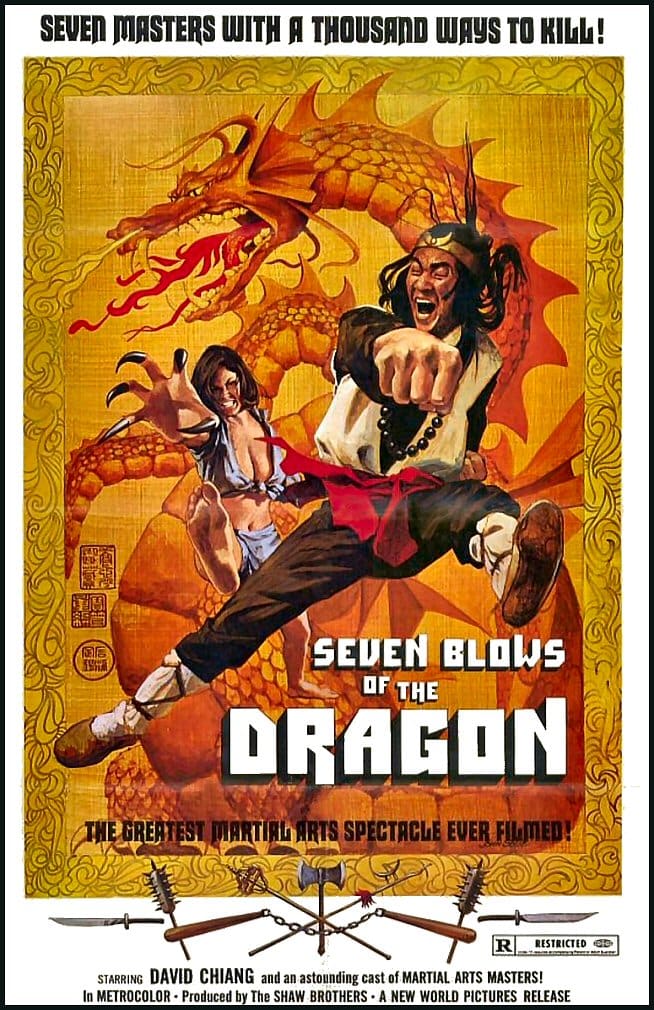 The second martial arts film imported by Warner Brothers was sold to New World Pictures, re-edited and renamed Seven Blows of the Dragon.