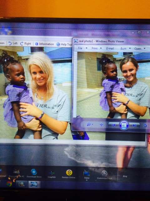Photo on left is fake, the real one is on the right. Chelsea sent this to me to prove she was in Ghana. Of course, the face is Ann Angel!