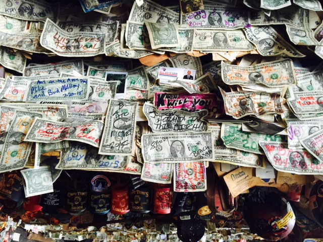 Capt. Tony's is a famous bar, and one of the things they allow is for the tourists to write their name, onto a dollar bill and staple it to the ceiling. This bar was the original Sloppy Joe's where Hemingway did most of his drinking.