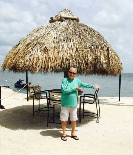 Probably the two most popular things that you can count on finding in the Keys are; Tiki Huts and Sunshine. Here I am showing my friends back home what to expect down here.