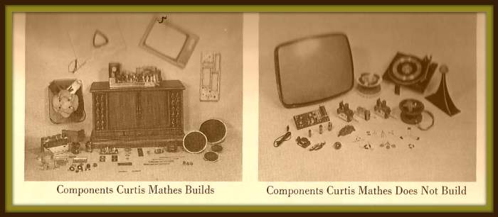 In 1967 Curtis Mathes built most of its own components, cabinets, speakers, transformer, coils, chassis, fly-backs, circuit boards, face masks,etc.