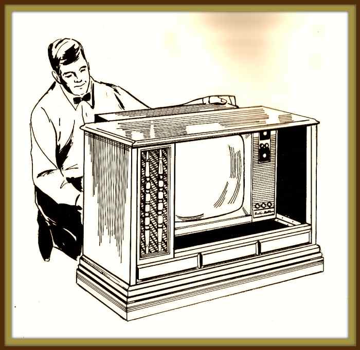 It was a marvelous thing to realize that with the Curtis Mathes Modular Program you would be able to keep your cherished heirloom cabinet and insert in it the module television of the future!