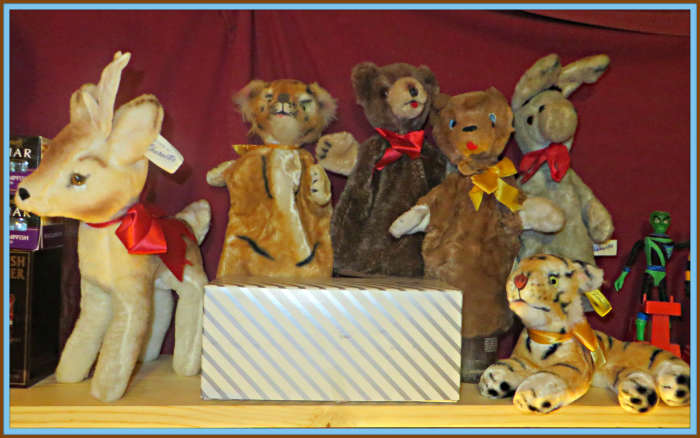 Bambie, Hand Puppets and Tiger by Character Novelty Co Character Brown Bear, Sleepy Monkey & Valentine’s Bear. Bambi the Deer Character Novelty Company of Connecticut USA ..
