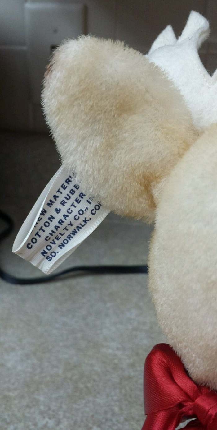 Bambie has the classic Character Novelty Co. tag which tells you all you need to know about this bear, he was made in the fable town of Norwalk, in Connecticut, and he was made in the golden era of toy making the 1950s .