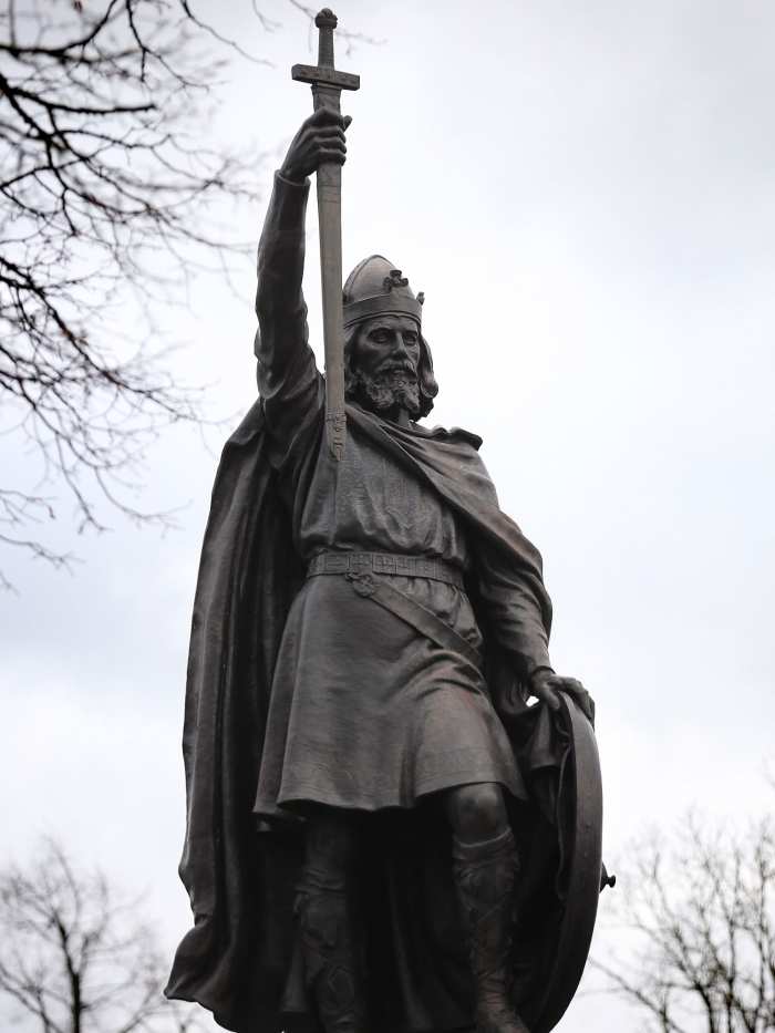 Statue of Aelfred at Winchester - it was the Danes who called him ''the Great', the first foe they'd had who made an effort to fight back