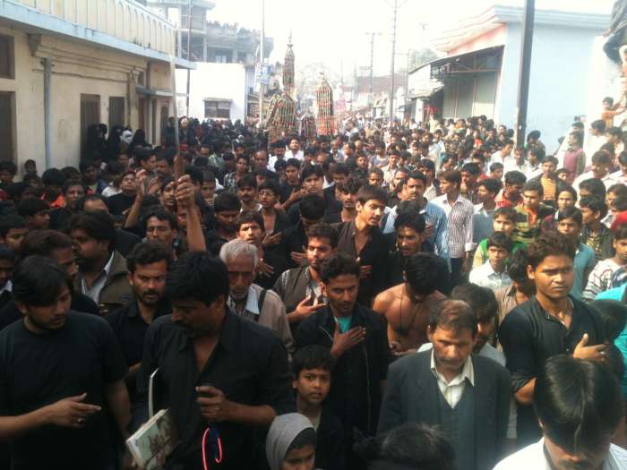 Shia Muslims performing in Ashura procession at Hardoi