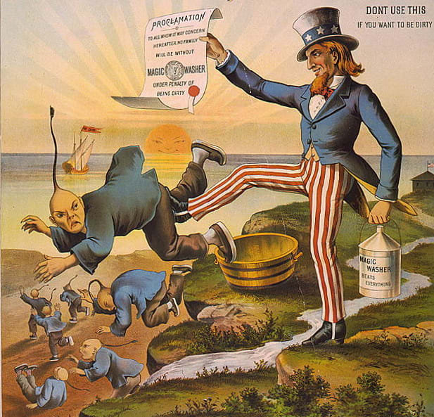 Here is an 1886 advertisement displaying the racist attitude towards the Chinese people (not to mention, the prejudice surrounding Chinese culture) at the time. This advert came only four years after the extremely racist legislation.