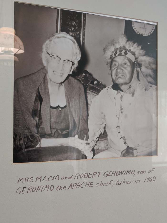 The Macia family was active in the community and interested in its history including that of the Apaches who controlled the area before Ed Schieffelin's 1877 discovery of silver and the founding of the city of Tombstone