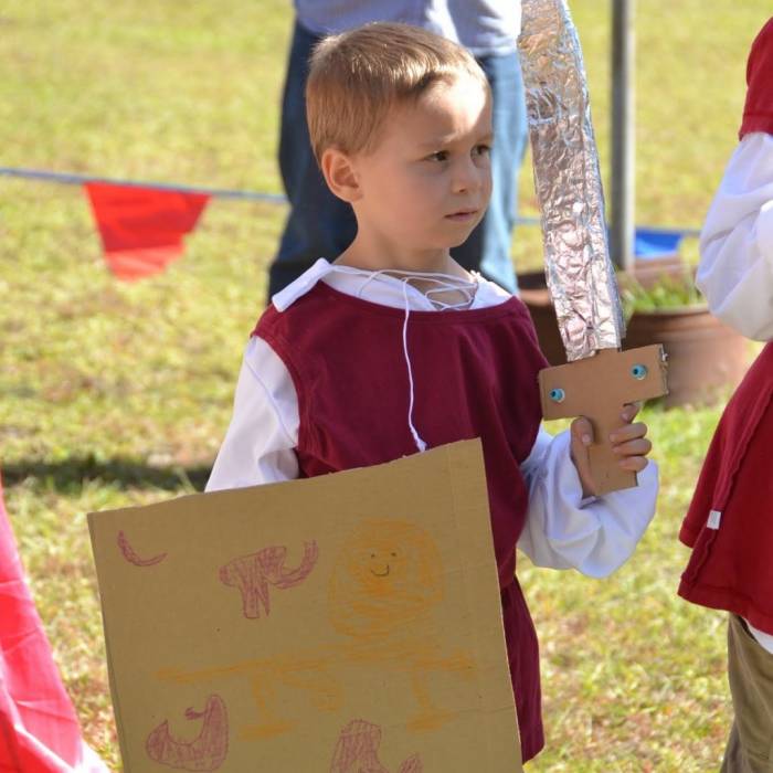 Making cardboard shields & swords was one of the activities we did this week at home during our History Morning Basket & Activities time from the above link on Knights & the Crusades.