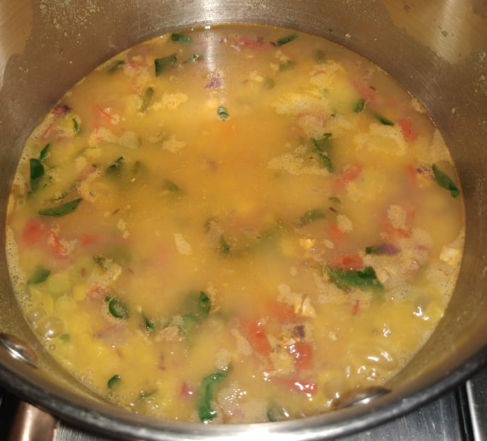Add salt if required and continue to cook dal for 4-5 minutes in low flame. Then switch off the flame.