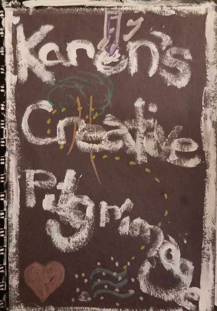 My most recent journal, begun last week. It includes both my inspired art and journaling that flowed from the artistic expression. I also have a journal for writing to which I also add doodles and other miscellaneous meaningful paper scraps, etc.