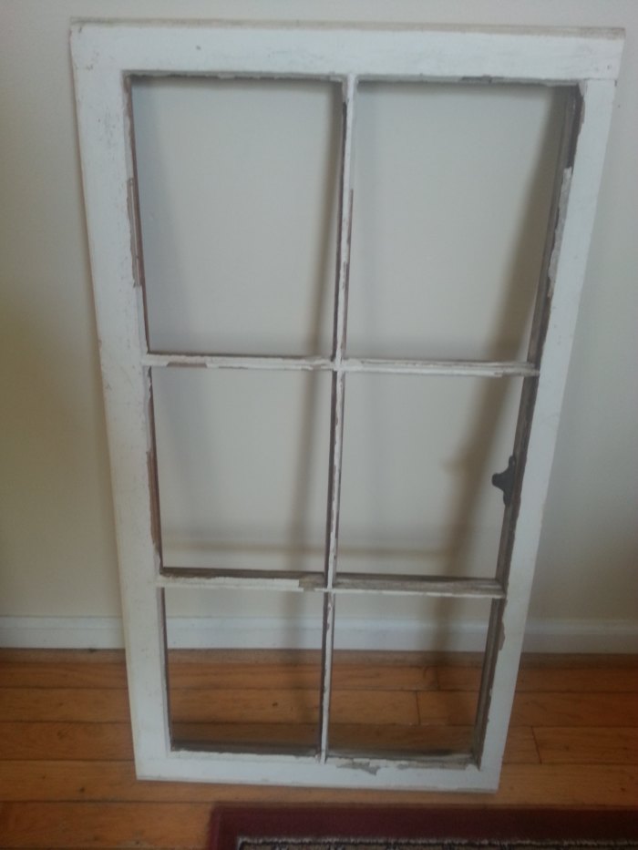 Another old window in a different shape to be used as a message / picture board (No glass in this one).