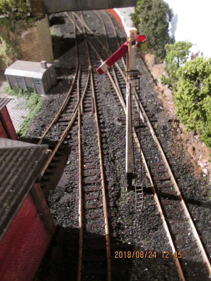 Access to Thorpe Carr Station is controlled by this solitary arm whilst shunting wagons goes on. As soon as the platform road is clear this will be 'pulled off'