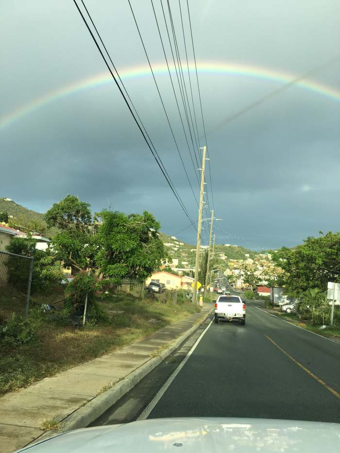 Photo Shoot by Stanley Griffin on May 17, 2018 @ 1:21pm over Charlotte Amalie High School road heading to the hospital. Shayla Accident next day rainbow.