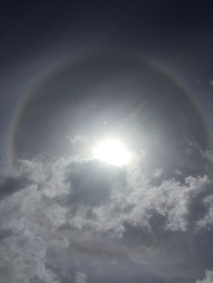 September 29, 2017 @ 11:54am. This rainbow was captured when I was tossing a salad for lunch and my kids was calling out Mom a rainbow! I came out with my camera and snap snap what a Fantastic view, check out the video.