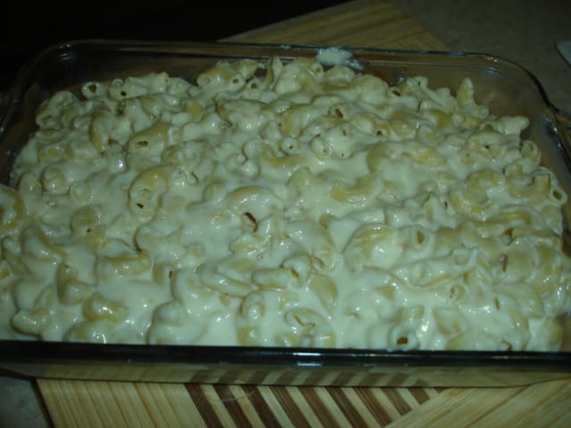 Mac and cheese chilling before making into balls for the Cheesecake factory fried mac and cheese balls