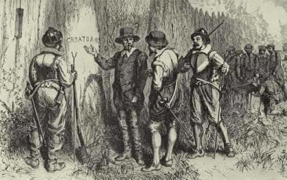A word was carved into a tree at the Roanoke colony's fort palisade. The word was left for the Governor returning from sea: "Croatoan."