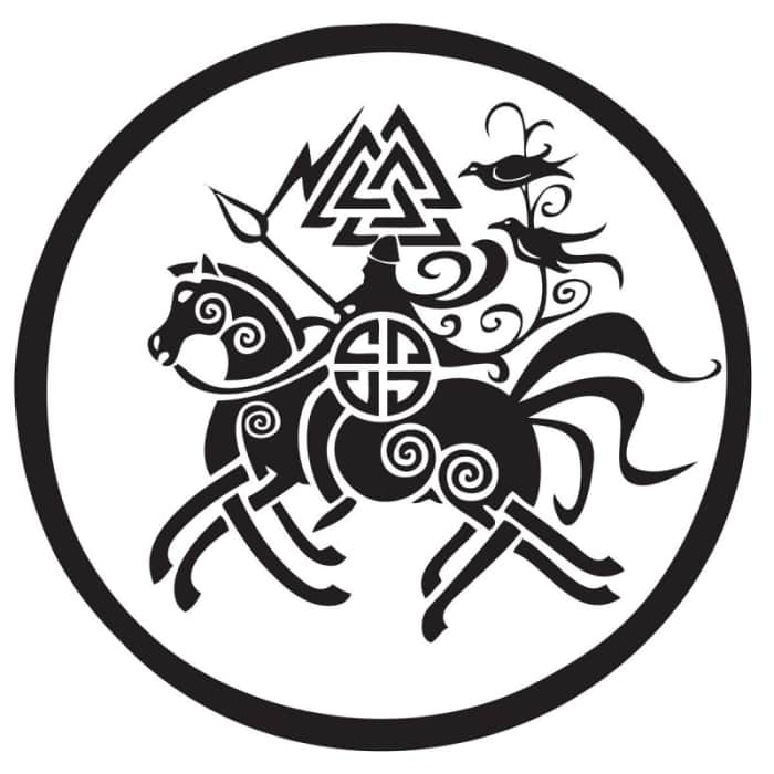 Odin rides Sleipnir, a peace offering from Loki who gave birth to the eight-legged stallion - a car sticker you'll stand out with in the car park!