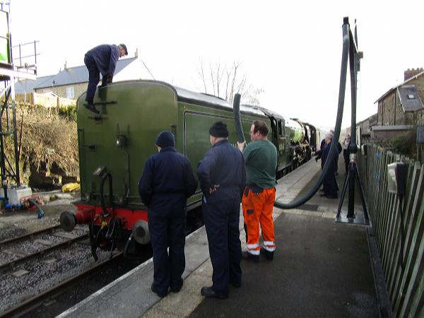 ... And takes on water at Leyburn on her next trip up the dale from Leeming Bar and Bedale - check for trains on the line and special events on the web link above