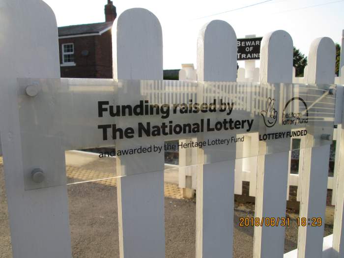 Thanks go in part to the Heritage Lottery Fund, as displayed on the wicker gate at the crossing (above)