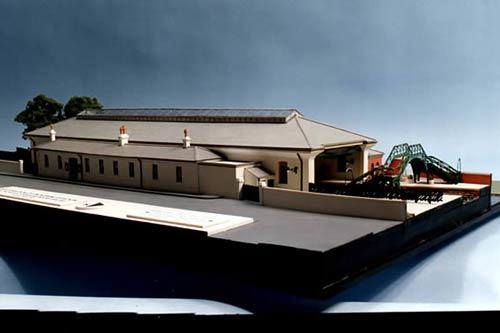 An architect's model of Pickering's station with its roof - now reinstated - see below: 'Pickering, the resurgence' Whitby Town Station had an overall roof similar to this, but wider, to accommodate a slip road between the two main platforms.